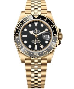 Rolex GMT-Master II 126718GRNR-0001 Yellow Gold Black Dial Jubilee