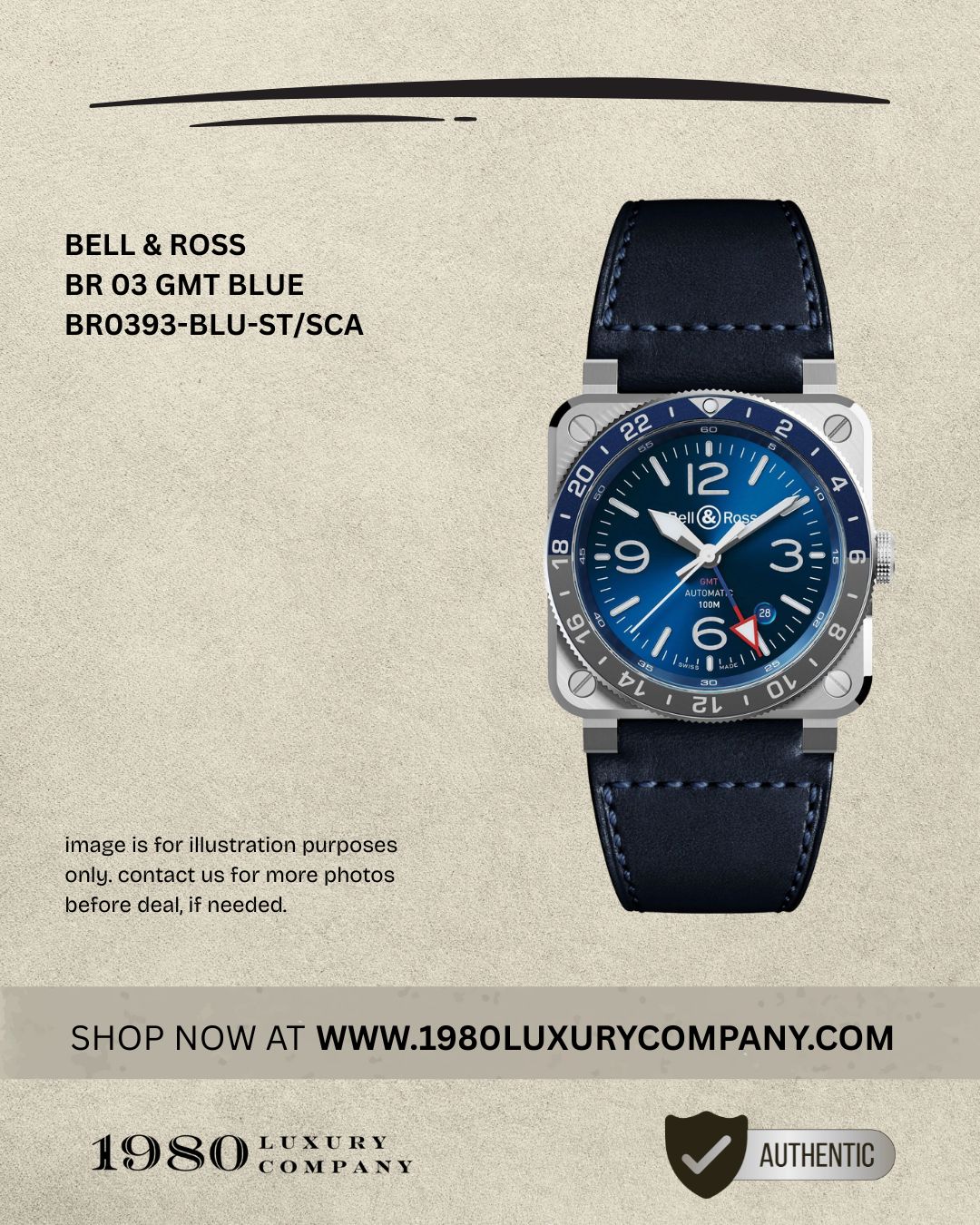 Bell & Ross BR 03 GMT Blue BR0393-BLU-ST/SCA