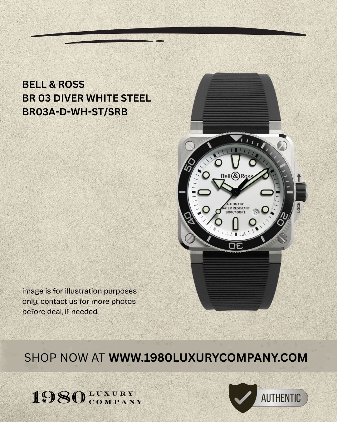 Bell & Ross BR 03 Diver White Steel BR03A-D-WH-ST/SRB