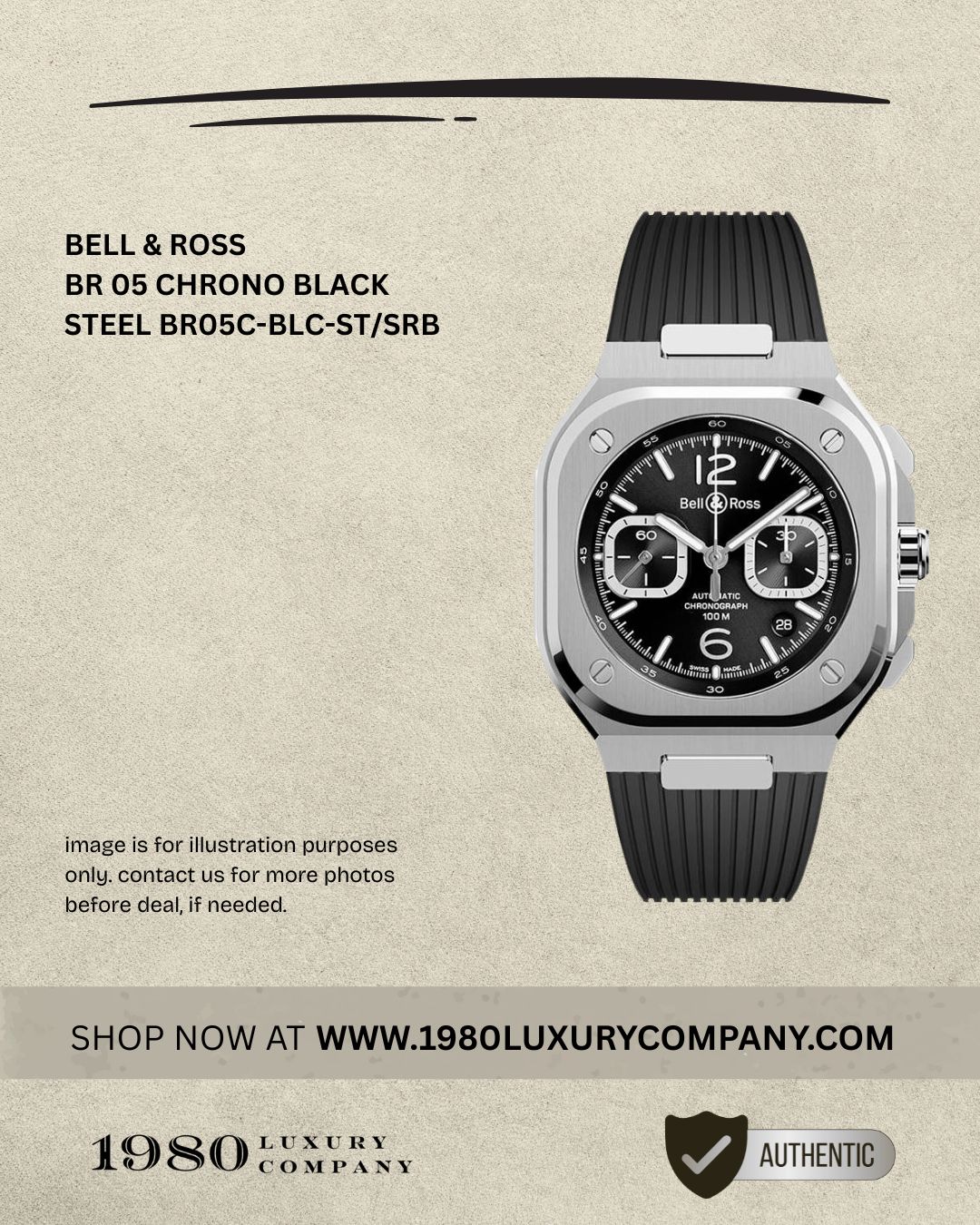 Bell & Ross BR 05 Chrono Black Steel BR05C-BLC-ST/SRB