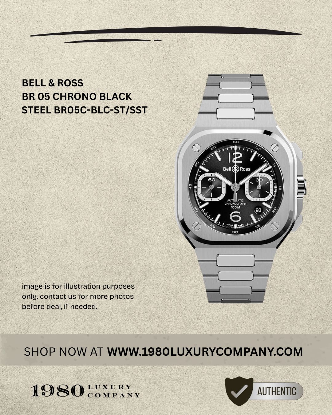Bell & Ross BR 05 Chrono Black Steel BR05C-BLC-ST/SST