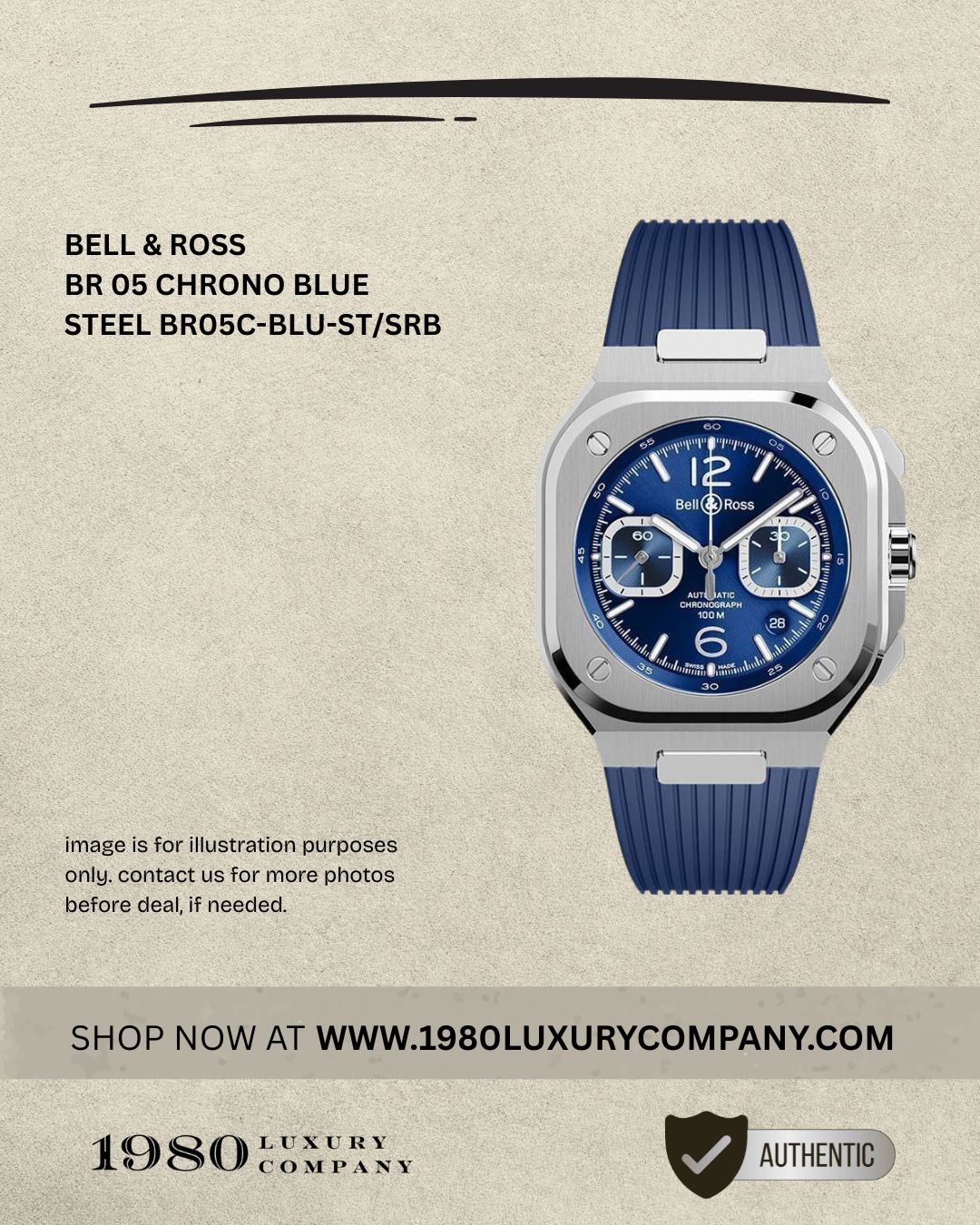 Bell & Ross BR 05 Chrono Blue Steel BR05C-BLU-ST/SRB