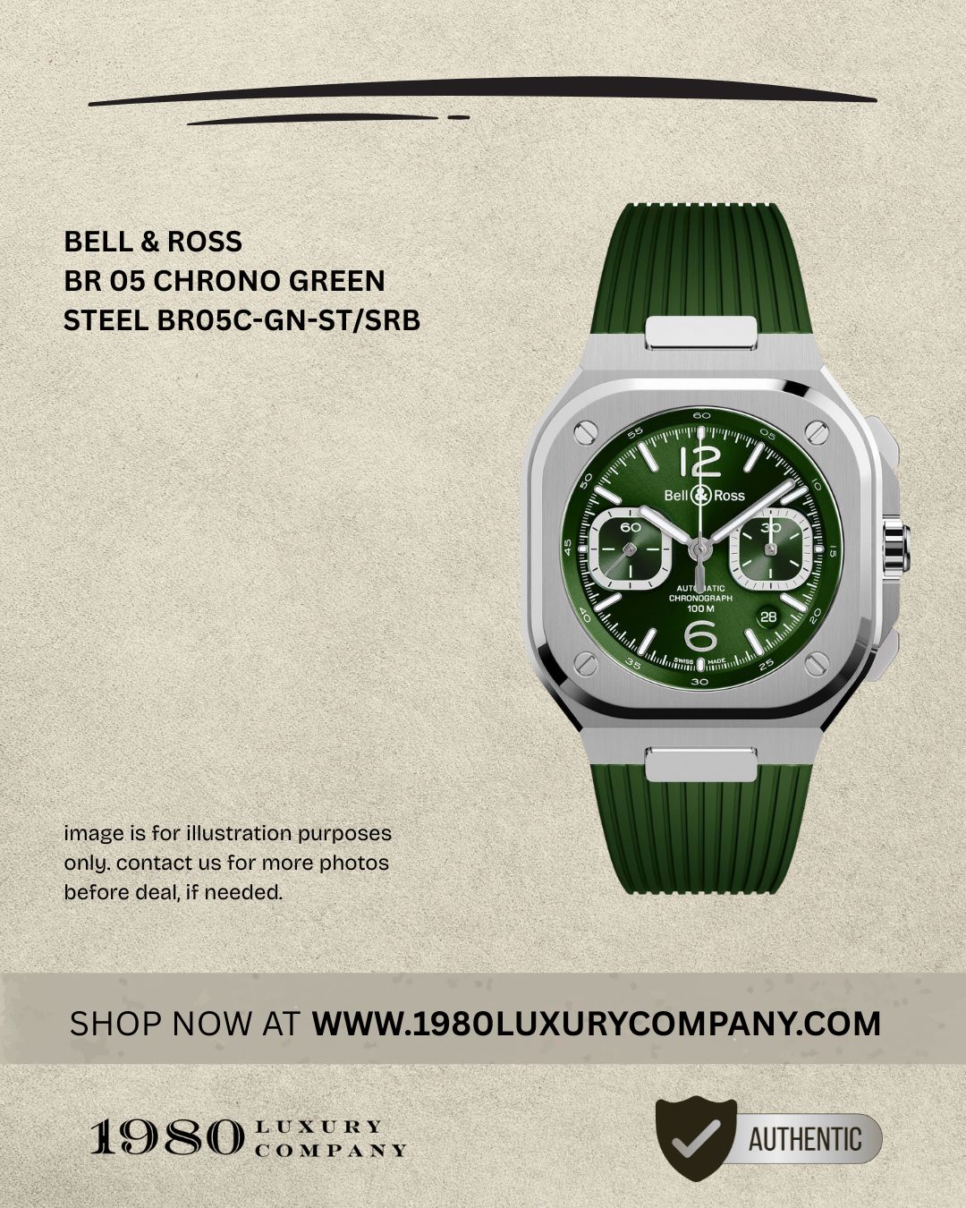 Bell & Ross BR 05 Chrono Green Steel BR05C-GN-ST/SRB