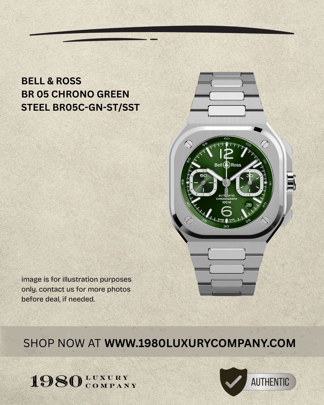 Bell & Ross BR 05 Chrono Green Steel BR05C-GN-ST/SST
