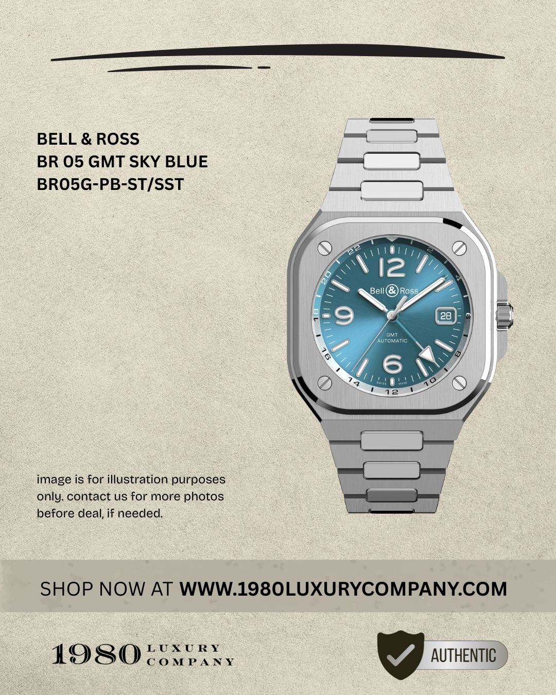 Bell & Ross BR 05 GMT Sky Blue BR05G-PB-ST/SST
