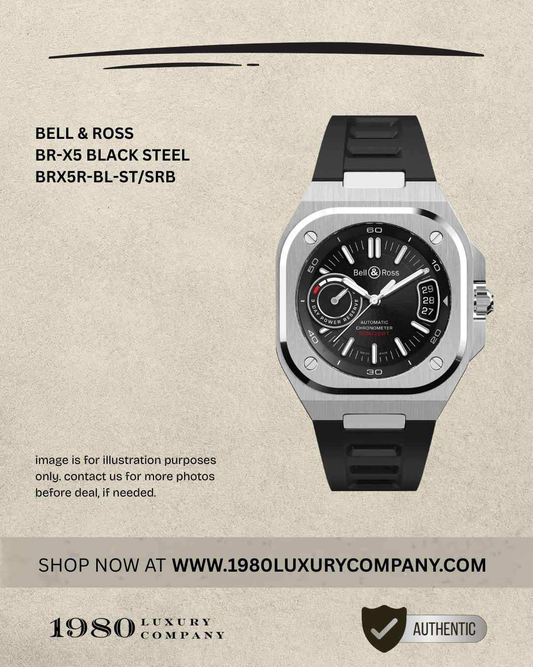 Bell & Ross BR-X5 Black Steel BRX5R-BL-ST/SRB