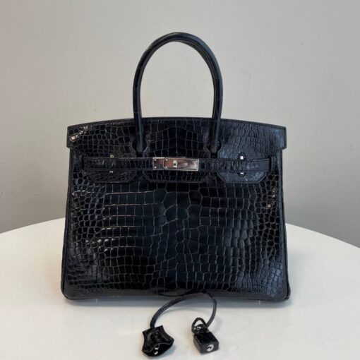Hermes Birkin 30 Black Matte Alligator Palladium Hardware