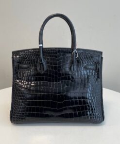 Alternative view of Hermes Birkin 30 Black Matte Alligator Palladium Hardware