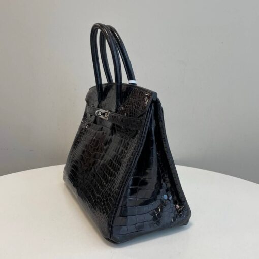 Hermes Birkin 30 Black Matte Alligator Palladium Hardware - Image 3
