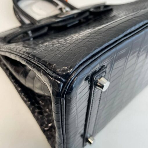Hermes Birkin 30 Black Matte Alligator Palladium Hardware - Image 6