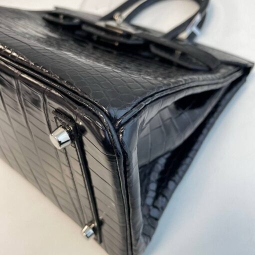 Hermes Birkin 30 Black Matte Alligator Palladium Hardware - Image 7