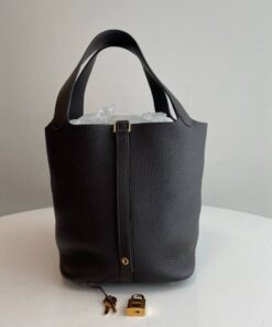 Hermes Taurillon Clemence Picotin Lock 22 MM Black