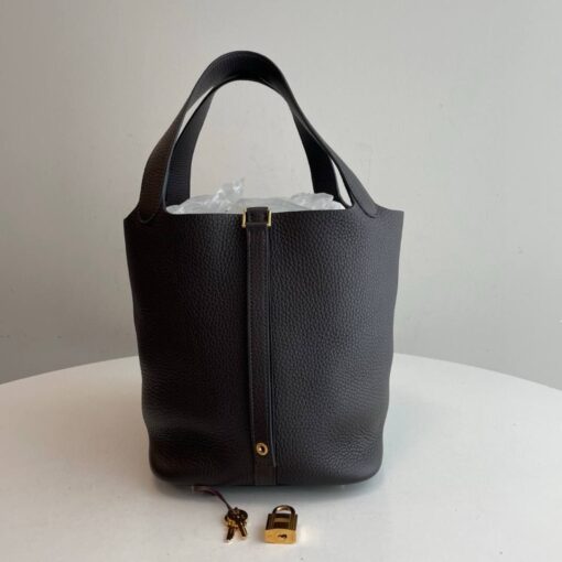 Hermes Taurillon Clemence Picotin Lock 22 MM Black