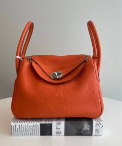 Hermes Taurillon Clemence Lindy 26 Orange Poppy