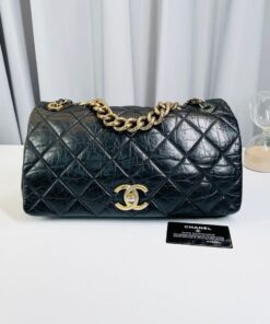 Chanel Aged Calfskin Quilted Medium Pondichery Flap Black