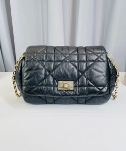 Dior Lambskin Cannage Milly La Foret Shoulder Bag Black