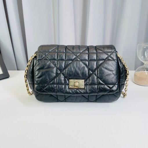 Dior Lambskin Cannage Milly La Foret Shoulder Bag Black