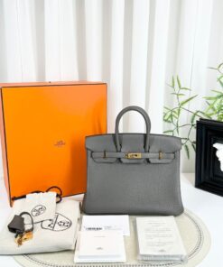 Hermes Togo Birkin 25 Gris Etain