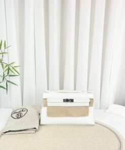 Hermes Swift Kelly Pochette Clutch White