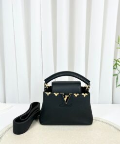 Louis Vuitton Taurillon Embellished Flower Crown Capucines Mini Black