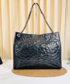 Saint Laurent Matelasse Monogram Niki Shoulder Bag Black Crinkled Calfskin