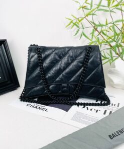 Balenciaga Crush Shoulder Bag Black With Gold Hardware