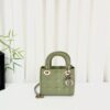 Dior Lady Dior Mini Top Handle Bag Green Patent Leather Silver Hardware