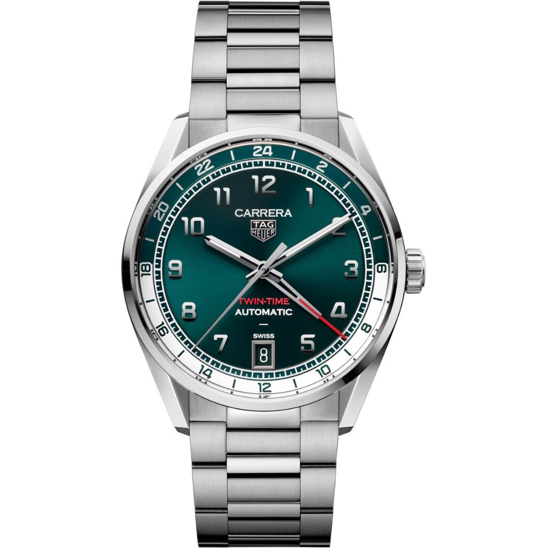 Tag Heuer Carrera Twin-Time WDA2114.BA0043 Stainless Steel Green Dial