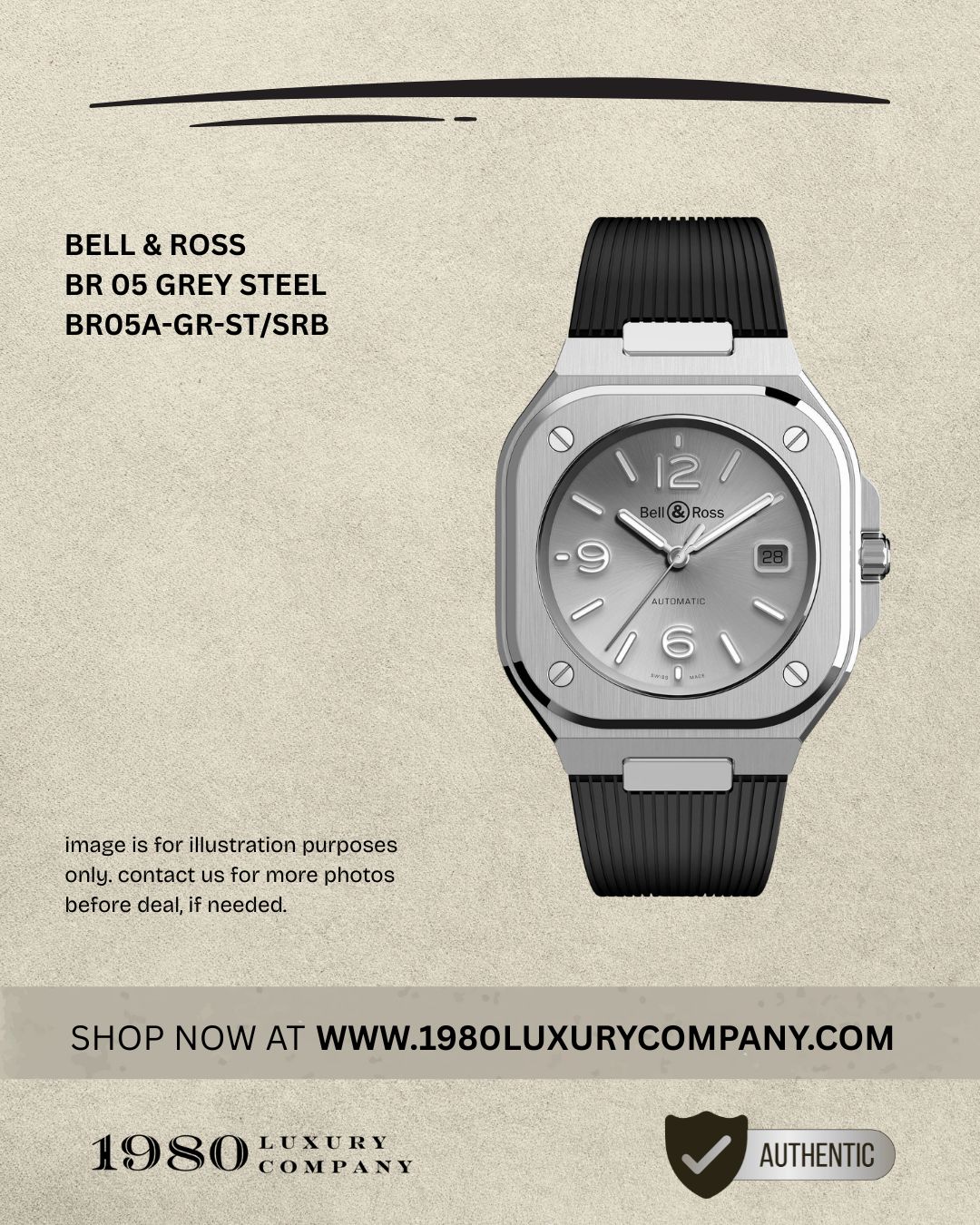 Bell & Ross BR 05 Grey Steel BR05A-GR-ST/SRB