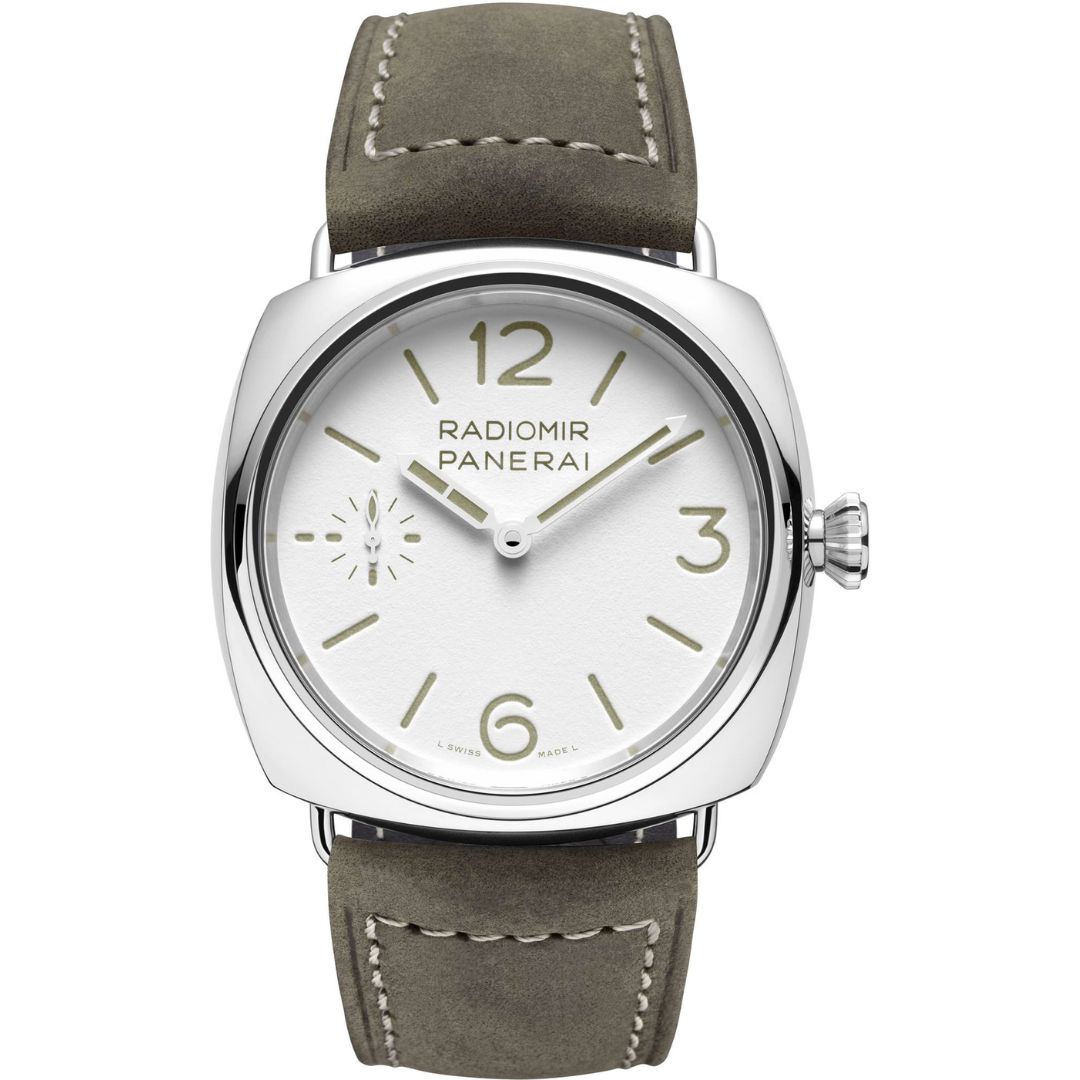 Panerai Radiomir Officine PAM01384 stainless steel watch with white dial