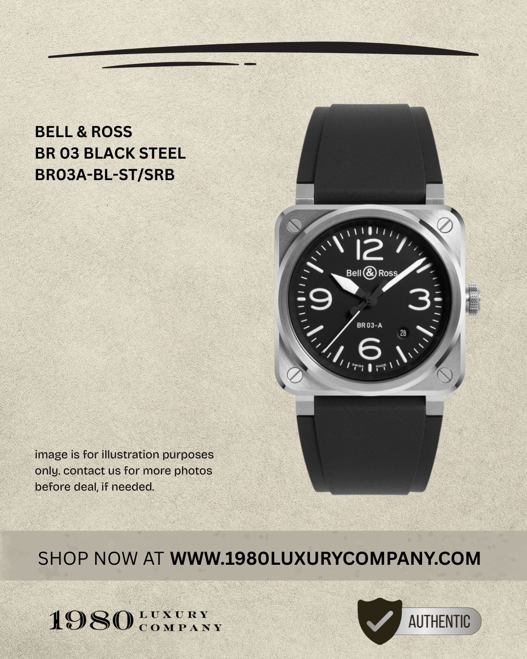 Bell & Ross BR 03 Black Steel BR03A-BL-ST/SRB