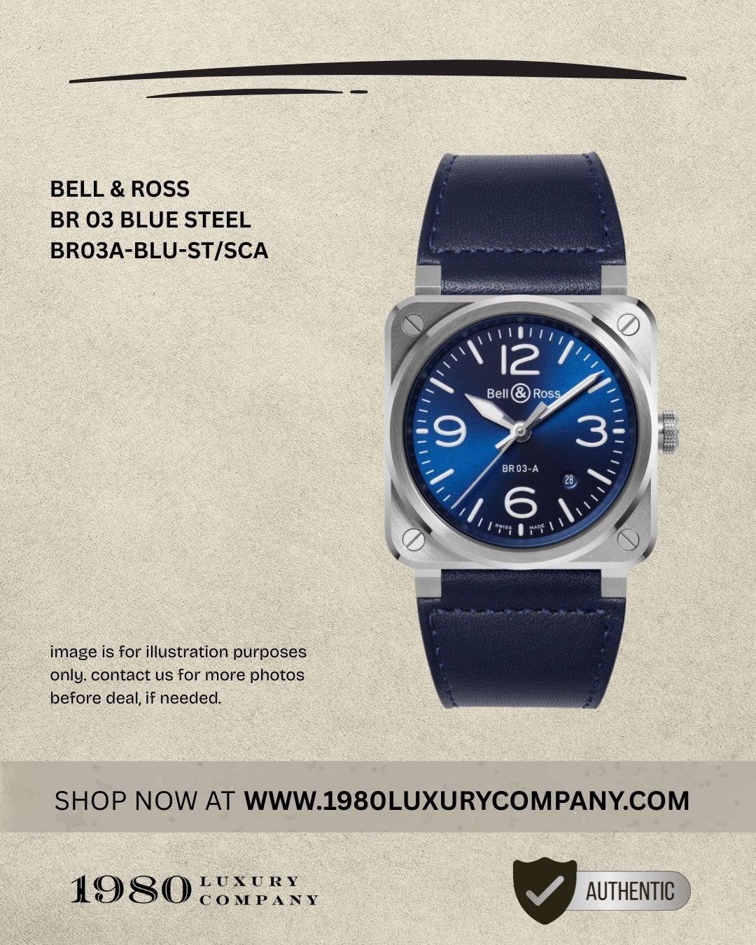 Bell & Ross BR 03 Blue Steel BR03A-BLU-ST/SCA
