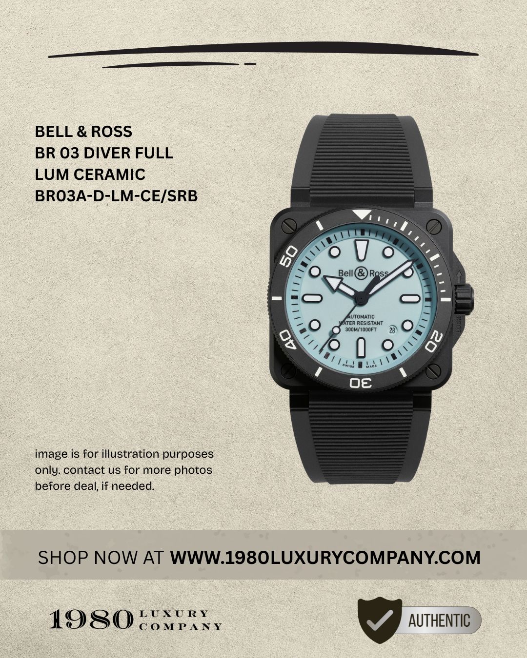 Bell & Ross BR 03 Diver Full Lum Ceramic BR03A-D-LM-CE/SRB