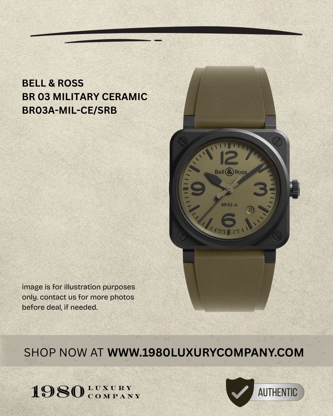 Bell & Ross BR 03 Military Ceramic BR03A-MIL-CE/SRB